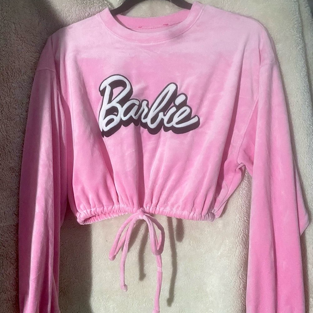 Barbie velour cropped long sleeve